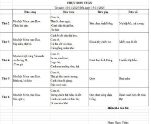 Thực đơn tuần 10
